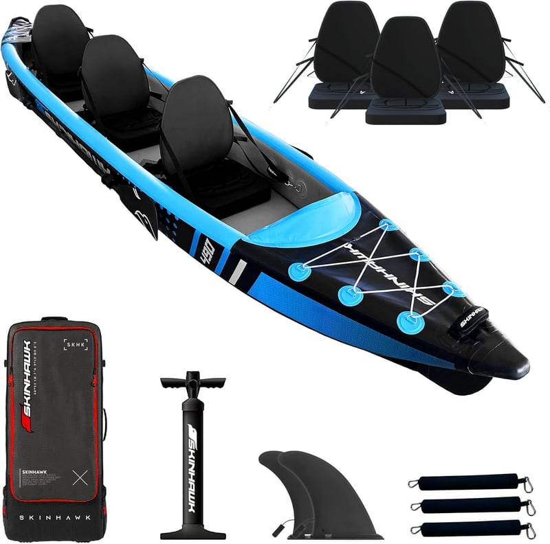 SKINHAWK Premium Aufblasbares Kajak 490 cm in Blau