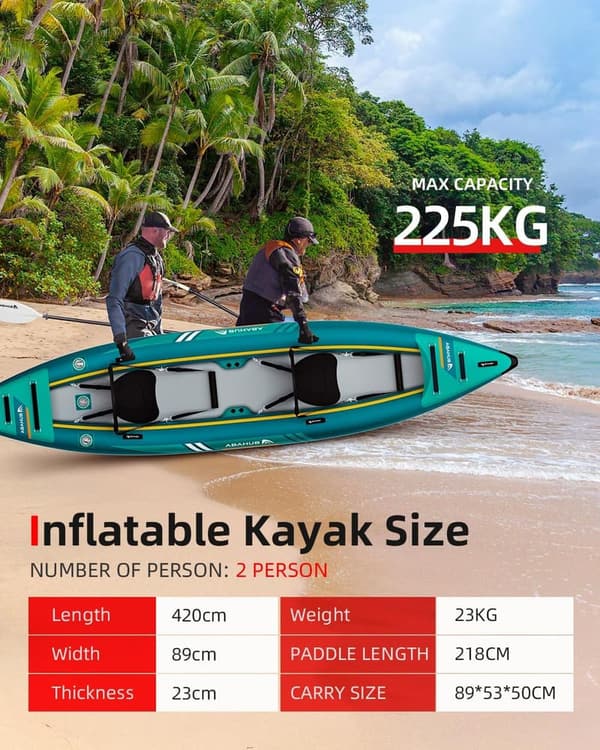 Aufblasbares Kajak 320/420 cm mit Paddel, Sitz und Zubehör