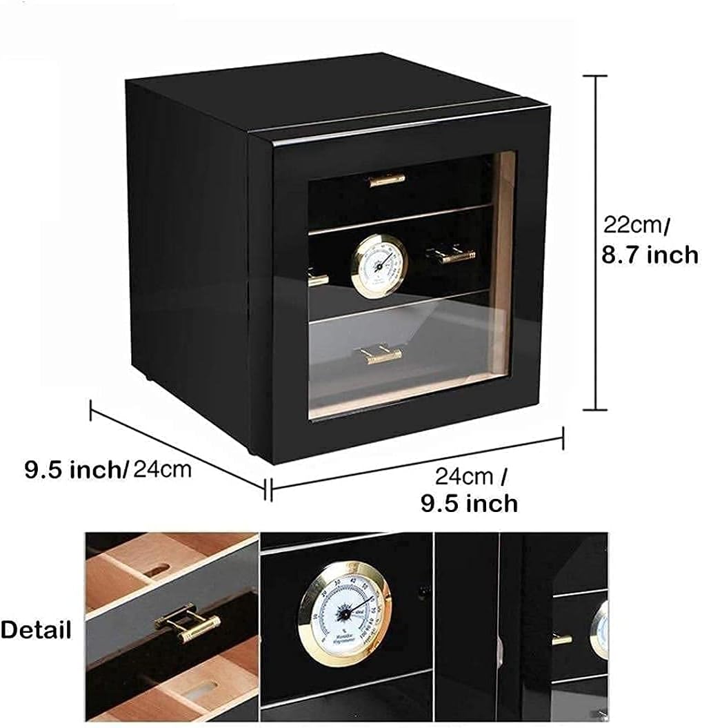 Zigarrenschrank Humidor mit Hygrometer und 3-lagigen Schubladen