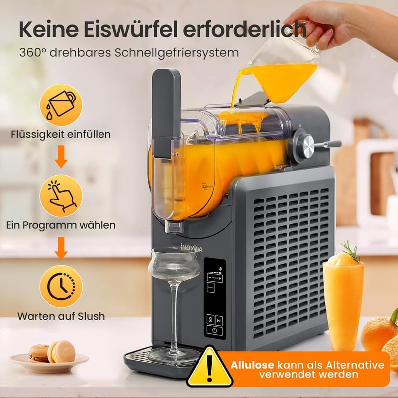 INOVIVA Slush Maschine 2L - Selbstreinigung, 5 Programme für Slushies