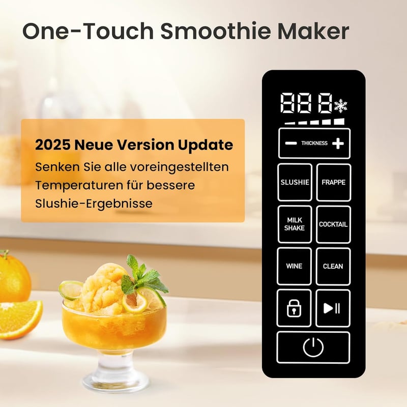 INOVIVA Slush Maschine 2L - Selbstreinigung, 5 Programme für Slushies
