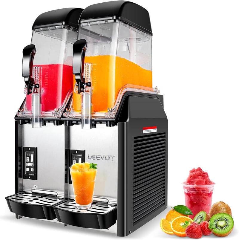 Slush Maschine für Bars - 2 Tanks, 24L, Edelstahl, 890W