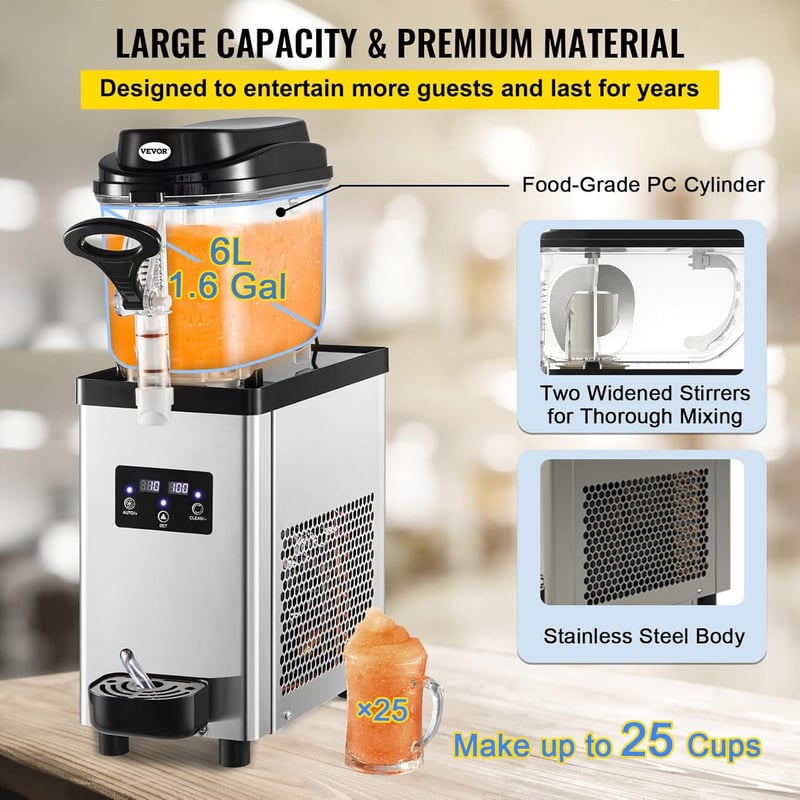 Kommerzielle Slush-Maschine 6L aus Edelstahl für Bars und Cafés