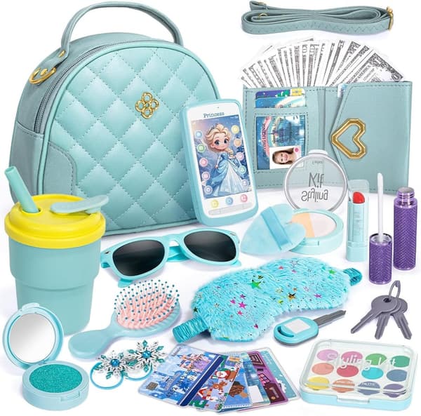 Eiskönigin Handtasche mit Schminke und Zubehör für Mädchen 3-8 Jahre