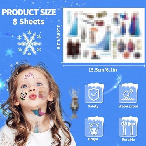Frozen Temporäre Tattoos für Kinder – 180+ Hautfreundliche Designs
