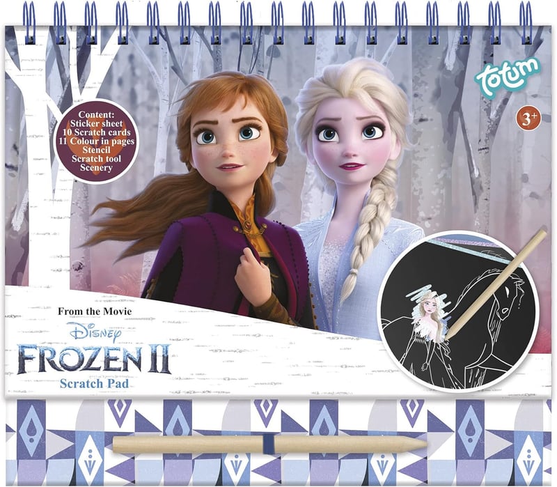 Frozen II Kratzbuch mit Schablonen und Glitzerstickern für Kinder
