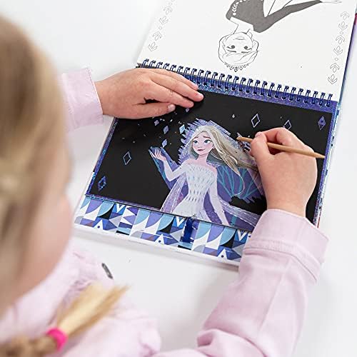 Frozen II Kratzbuch mit Schablonen und Glitzerstickern für Kinder