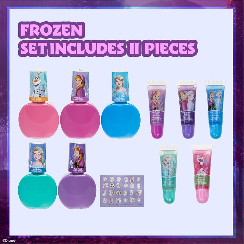 Disney Frozen Kinderschminke Set für Mädchen | Make-up mit Lipgloss, Nagellack | Ideal ab 3 Jahren