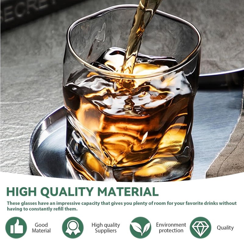 Unregelmäßige Whiskeygläser im 4er Set für Männer, 200 ml