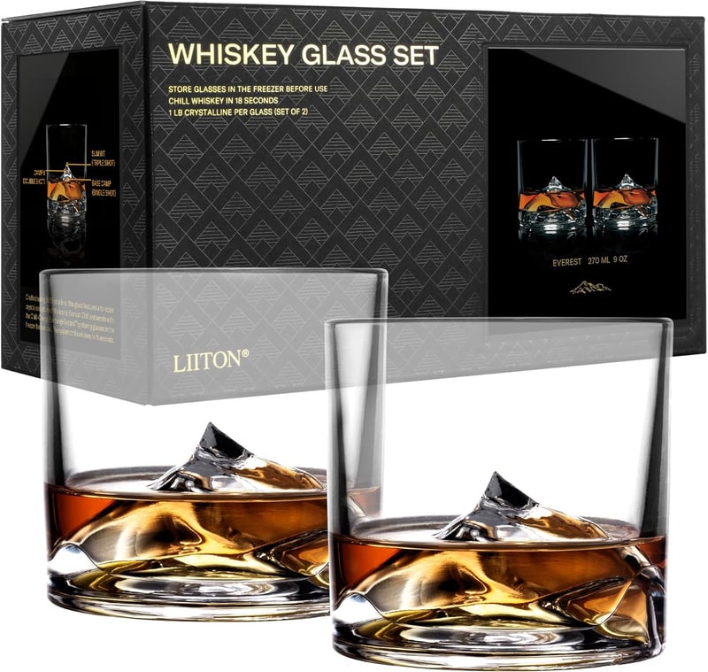 Exklusives Kristallglas Whisky-Set Everest für Männer, 2-teilig