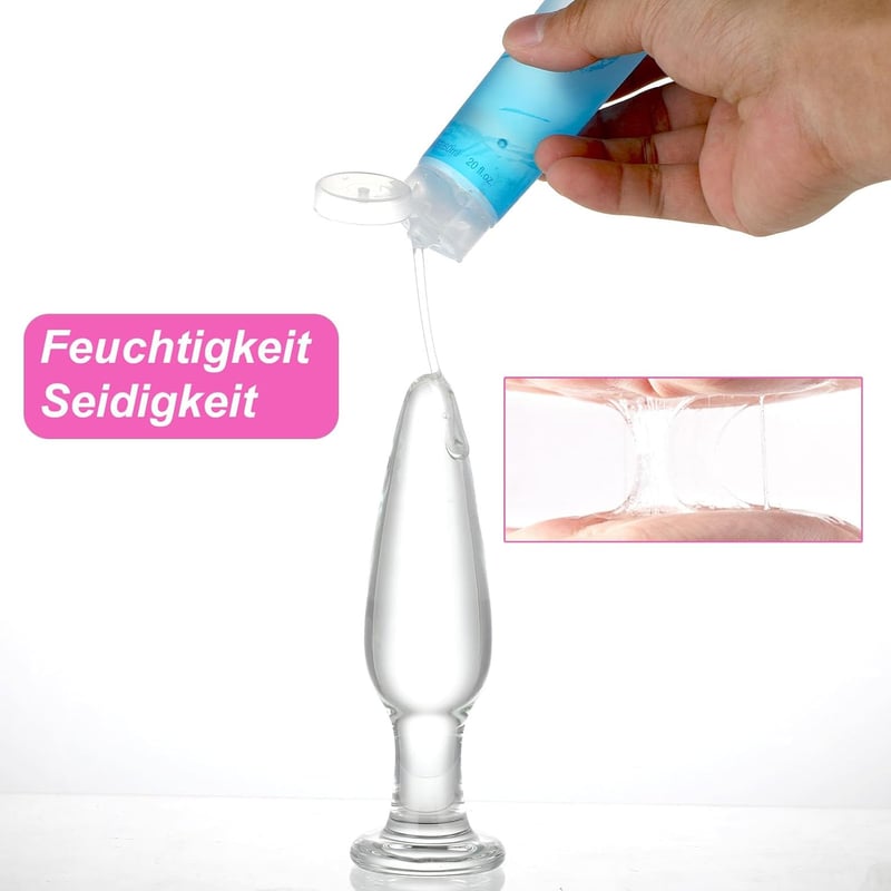 Glas Analplug Set mit Gleitmittel – 3 Teile für Paare, Anfänger