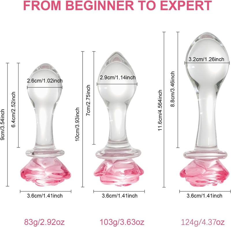 3-teiliges Glas-Analplug-Set für Paare - Prostata-Massagegerät