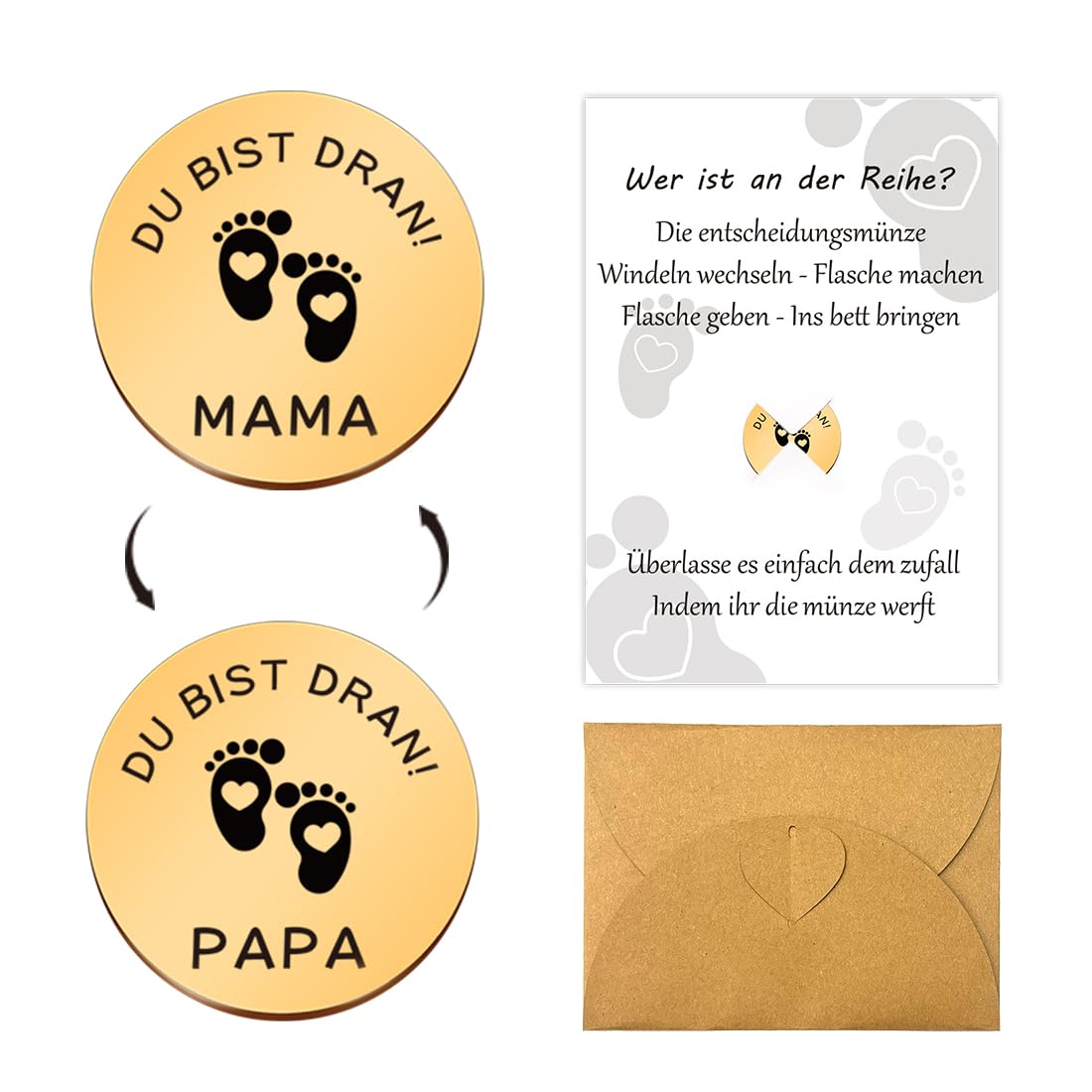 Geschenk zur Geburt: Entscheidungsmünze für Eltern (Gold)