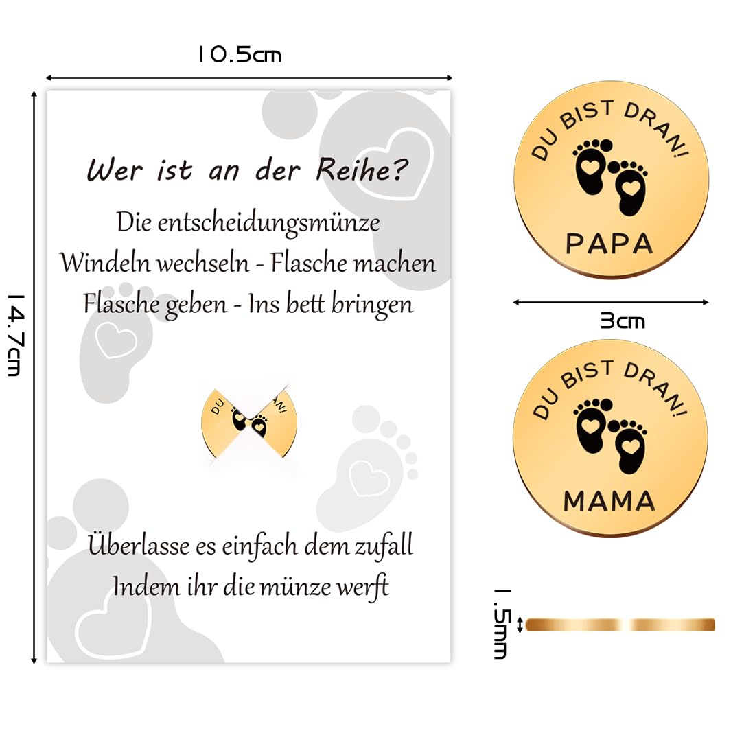 Geschenk zur Geburt: Entscheidungsmünze für Eltern (Gold)