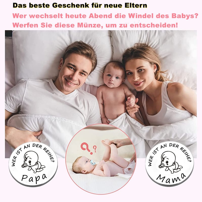 Personalisierte Entscheidungsmünze für neue Eltern zur Geburt