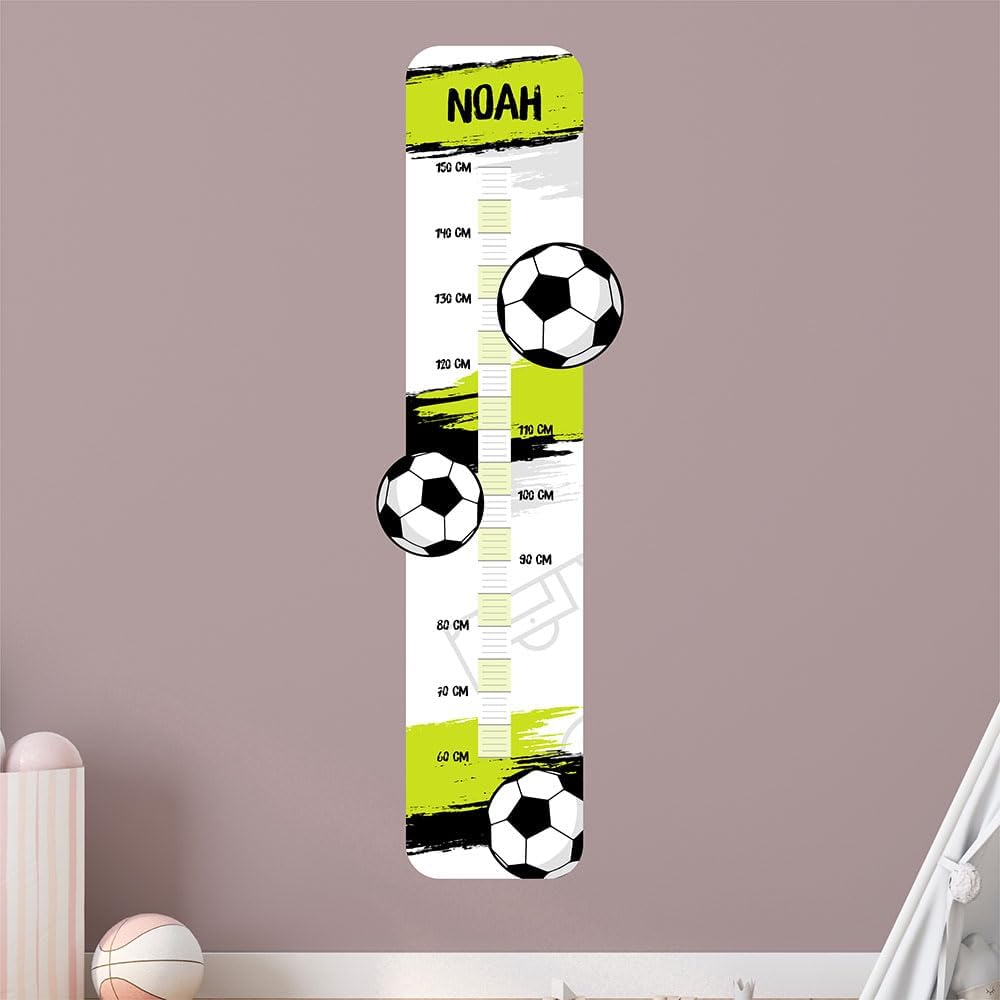 Personalisierte Fußball-Messlatte für Kinder – 50-150 cm – Geschenk zur Geburt oder Taufe