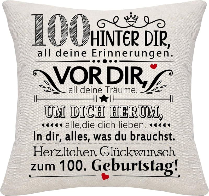 100. Geburtstag Kissenbezug für Frauen und Männer mit inspirierendem Design