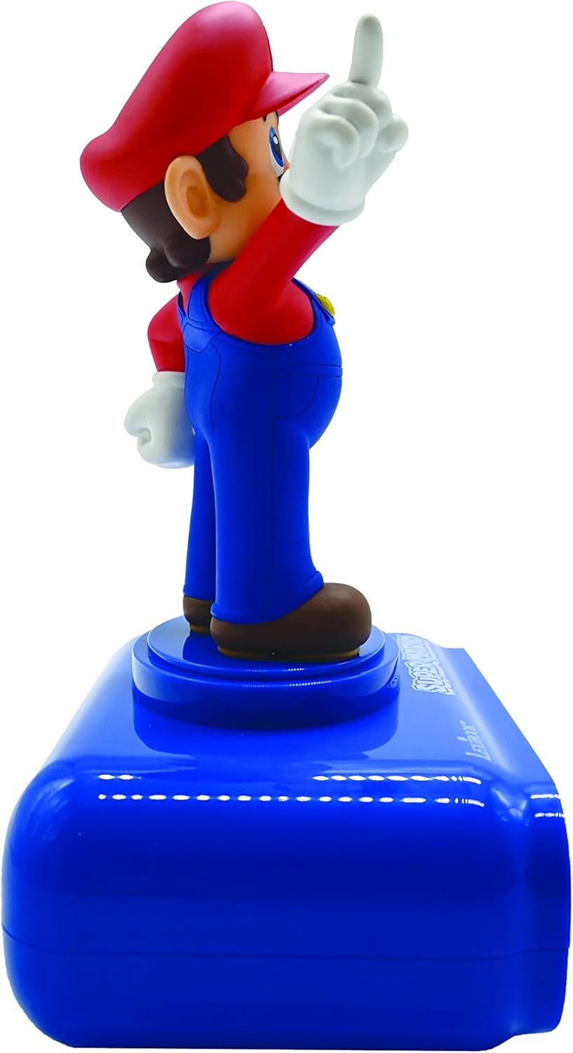 Super Mario Nachtlicht-Wecker mit Sounds und LCD-Display, Blau