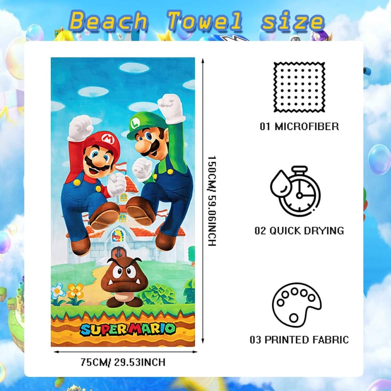 Mario Mikrofaser Strandtuch 75 x 150 cm – Weich und saugfähig für Kids