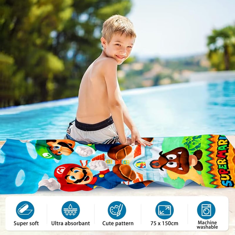 Mario Mikrofaser Strandtuch 75 x 150 cm – Weich und saugfähig für Kids