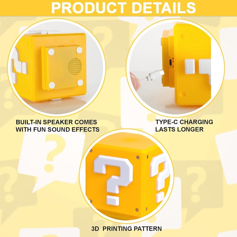 Super Mario 3D Fragezeichen Lampe mit Sound – ideales Geschenk für Gamer