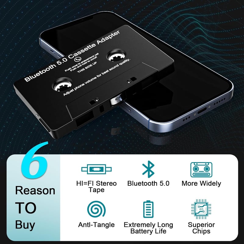 Mersoco Bluetooth Kassettenadapter für Autoradios
