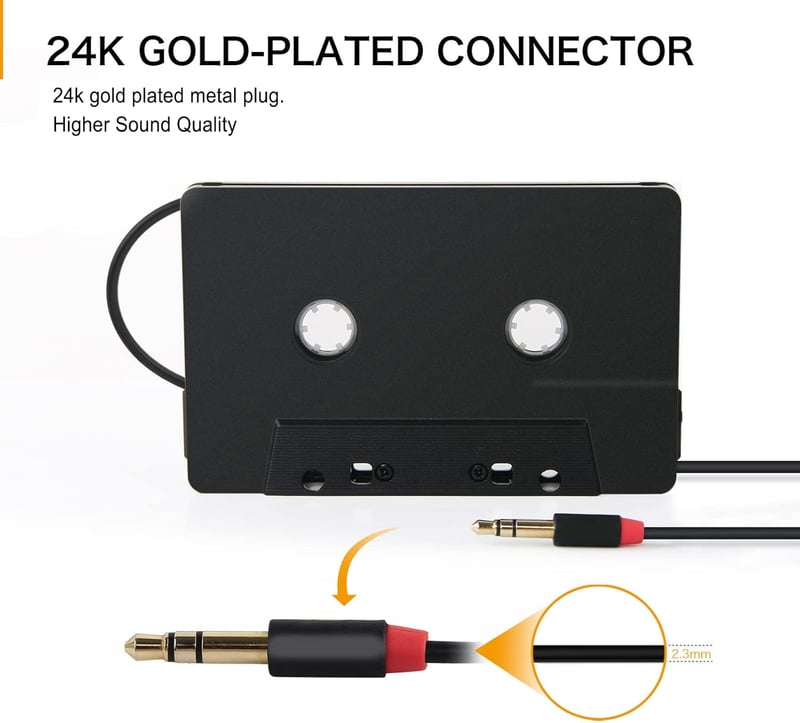 Auto-Audio-Kassettenadapter für Smartphone-Musik mit 3,5-mm-Aux-Ausgang