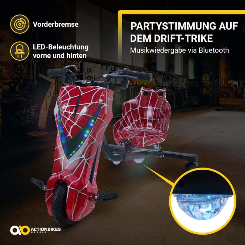 Elektro Driftscooter für Kinder mit 250W Motor, 3 Geschwindigkeitsstufen und LED-Beleuchtung