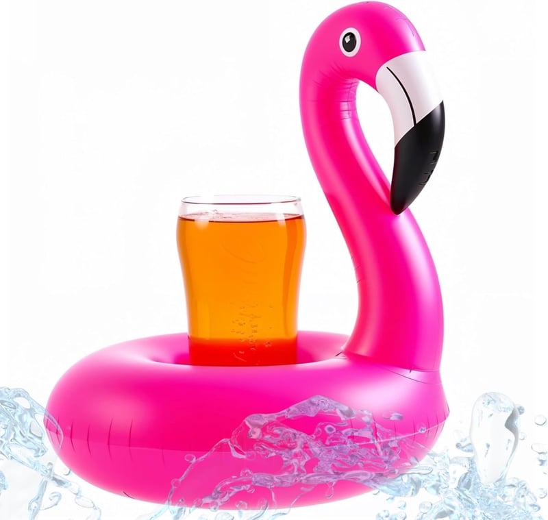 Aufblasbarer Flamingo Getränkehalter für Poolparty und Cocktails