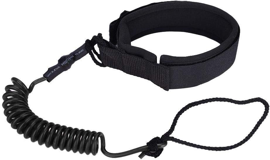Surfboard Leash aus PU und Neopren mit Fußschlaufe - Schwarz