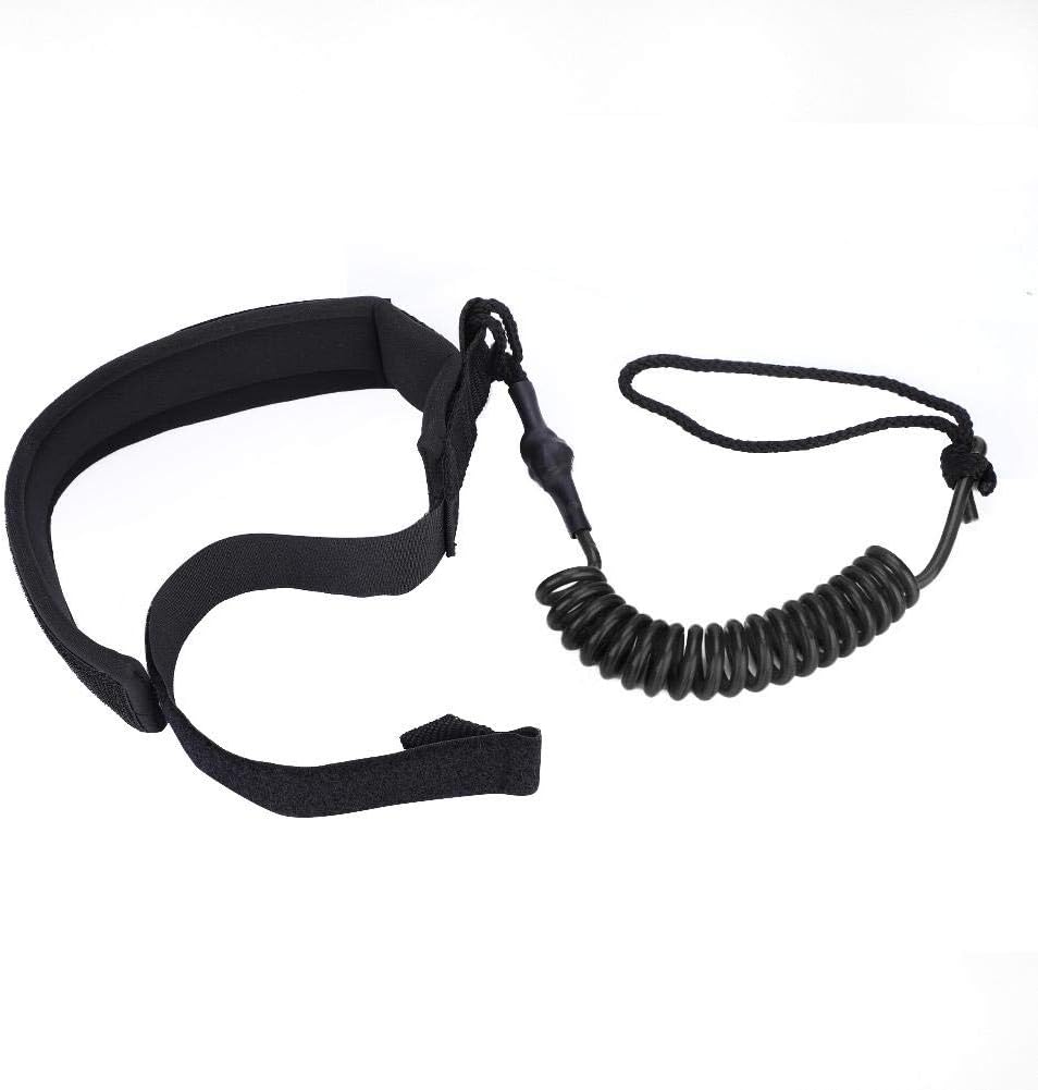 Surfboard Leash aus PU und Neopren mit Fußschlaufe - Schwarz