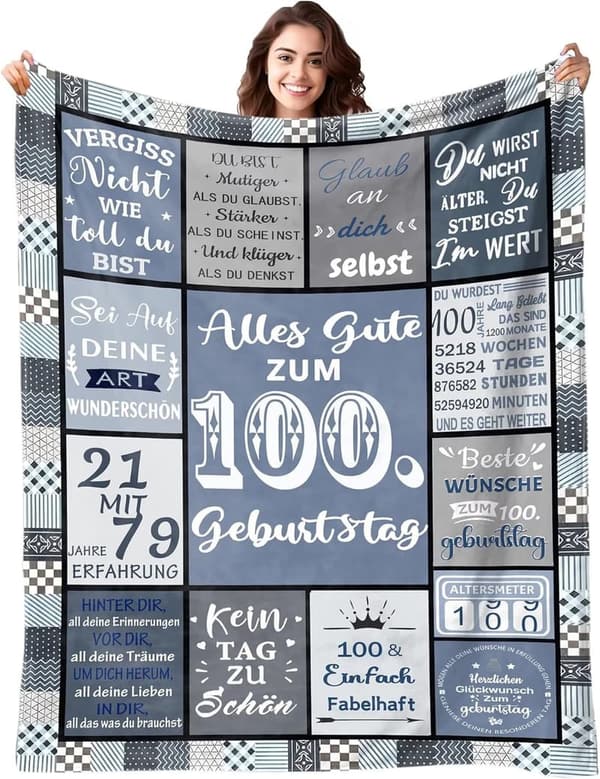 Personalisierte Flanelldecke zum 100. Geburtstag für Frauen