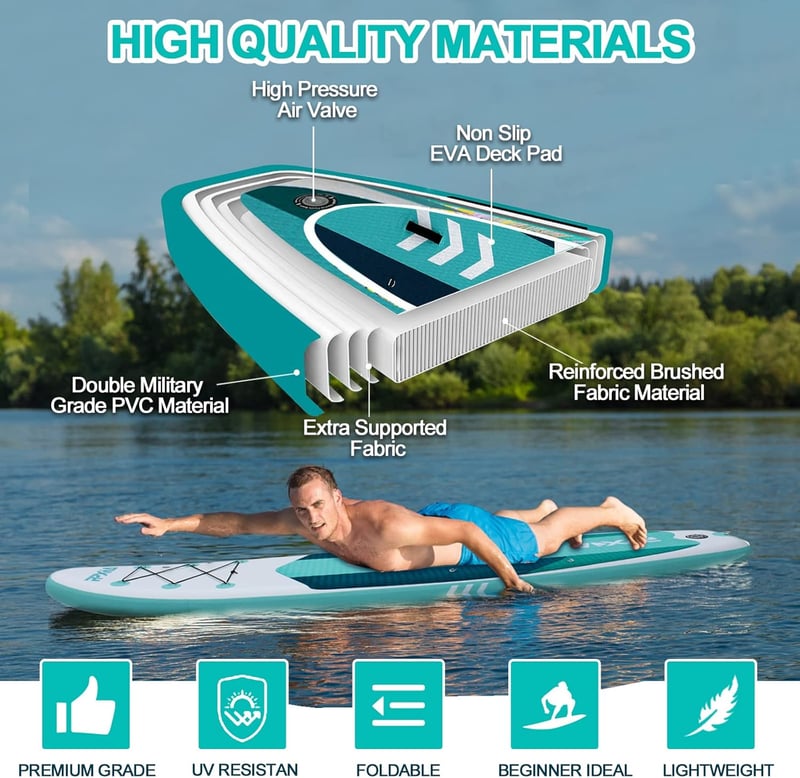 Aufblasbares SUP Board Set für Kinder & Erwachsene, stabil bis 200 kg, 320×84×15 cm