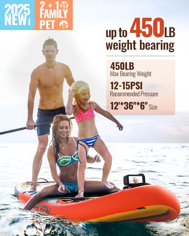 Aufblasbares 12' Stand-Up-Paddle-Board-Set für die Familie mit Kajak-Umbausatz