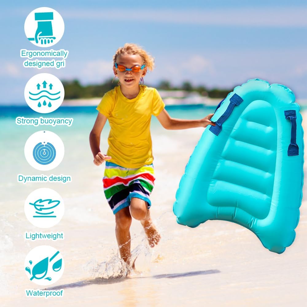 Aufblasbares Bodyboard für Kinder – Blaues Schwimmbrett mit Griffen