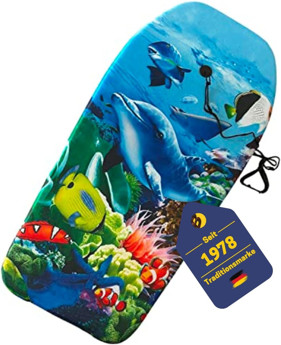 Kinder Bodyboard – Leichtes Surfbrett für Strand und Schwimmbad | 92 x 46 x 5 cm | Inkl. Leash