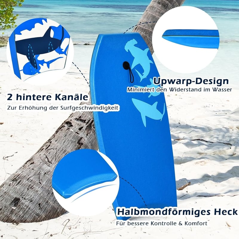 GYMAX Surfbrett mit Zugseil, EPS Schaumstoff - für Kinder & Erwachsene