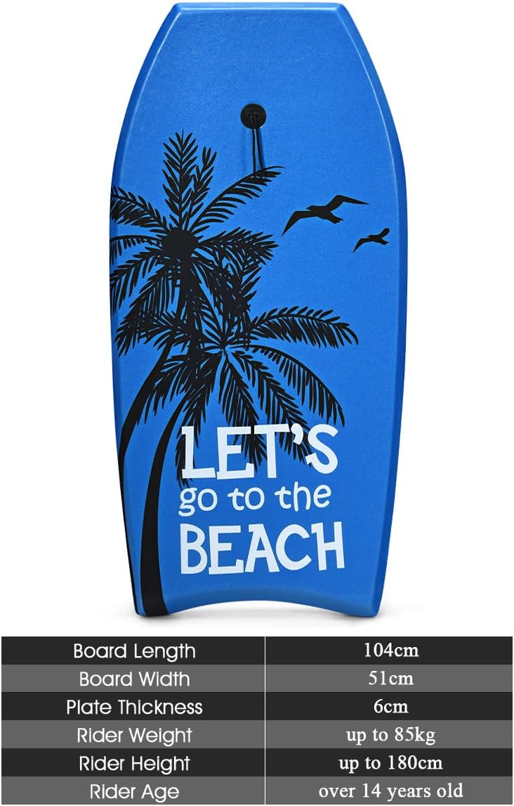 HOMASIS Bodyboard L, Halbmond, XPE/HDPE, 85 kg Tragkraft, ab 14 Έτη