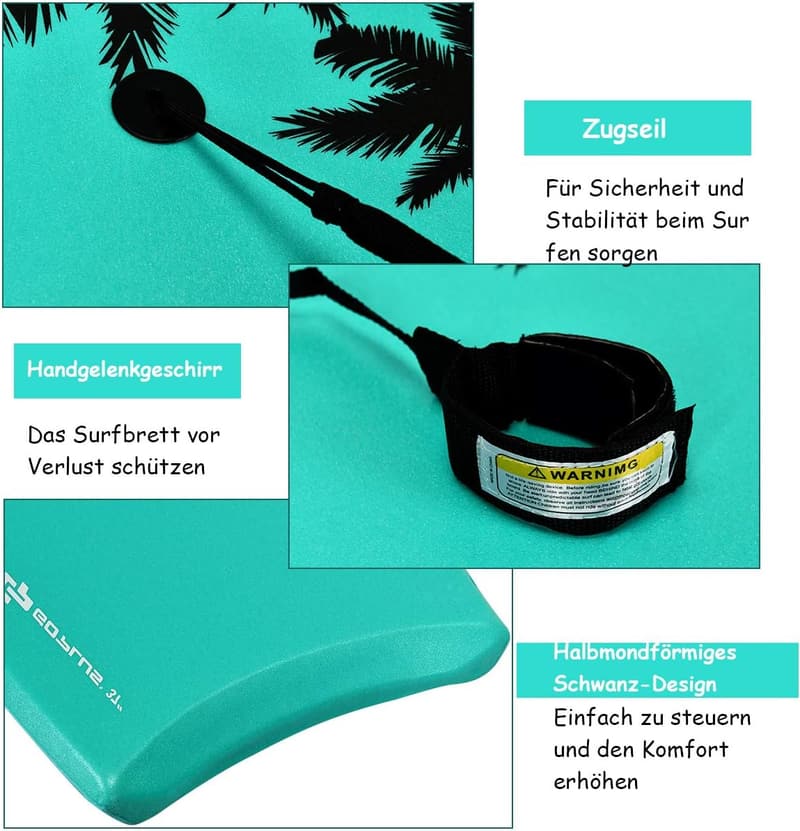 COSTWAY Bodyboard für Kinder, Schwimmbrett aus widerstandsfähigem Material