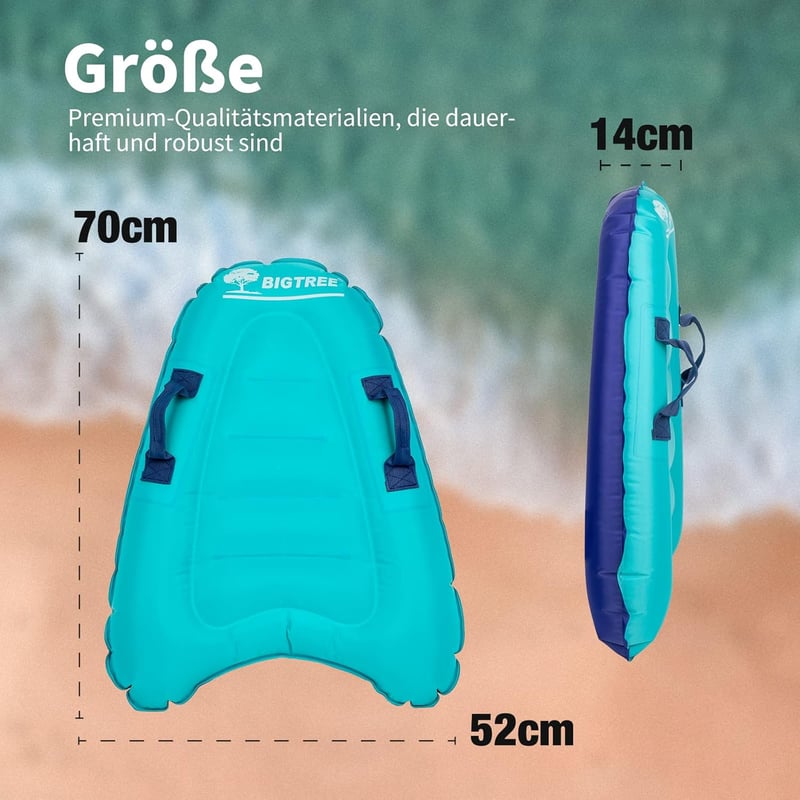 Aufblasbares Bodyboard für Schwimmen – leicht und tragbar mit Griffen