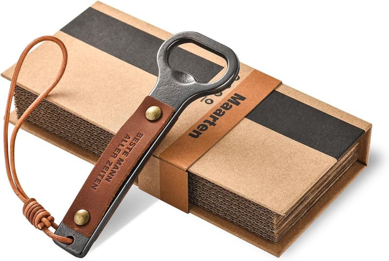 Personalisierter Retro-Flaschenöffner mit Leder für Papa