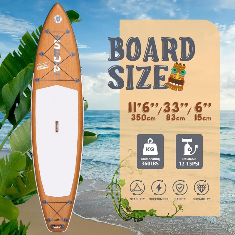 Aufblasbares 350 cm SUP-Board mit Sitz und Zubehör für alle Könnensstufen