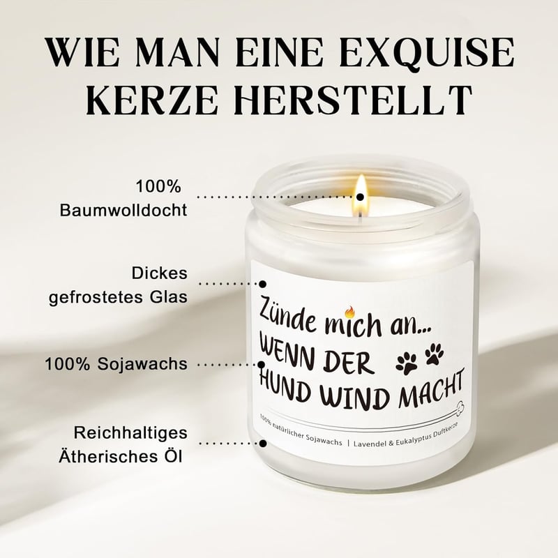 Duftkerze mit Spruch für Hundebesitzerinnen – Lustiges Geburtstagsgeschenk