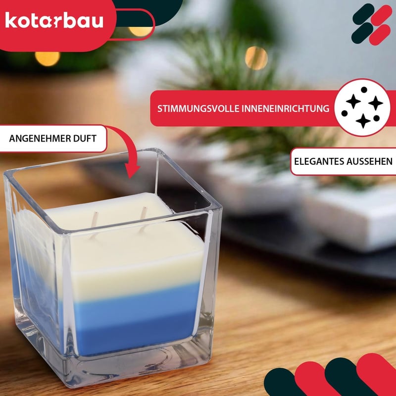 Zweidocht Duftkerze im Glas – Aromatherapie Geschenkidee, 32 Std. Brenndauer
