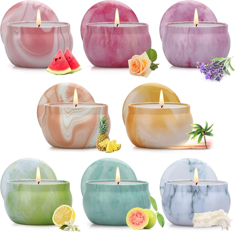 Duftkerzen Geschenkset für Frauen, 8er Pack, 480g, 160 Std Brenndauer