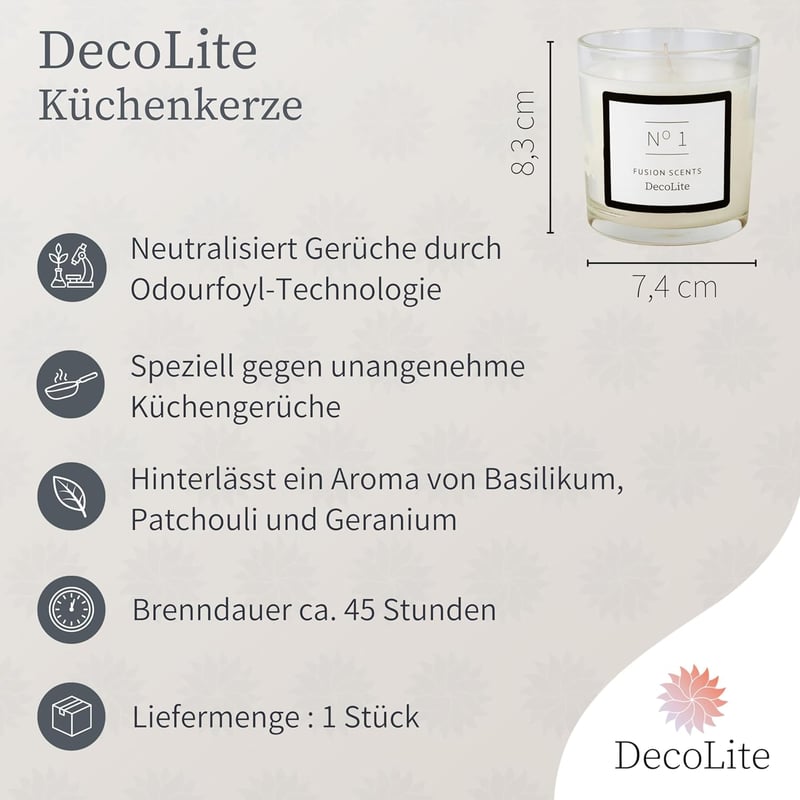 Fusion Scent Küchenduftkerze – 45 Std. Brenndauer, Gerüche neutralisieren