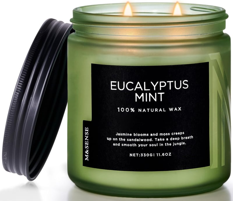 Aromatherapie Duftkerze Eukalyptus-Minz, 330g, Sojawachs, 70 Std. Brenndauer