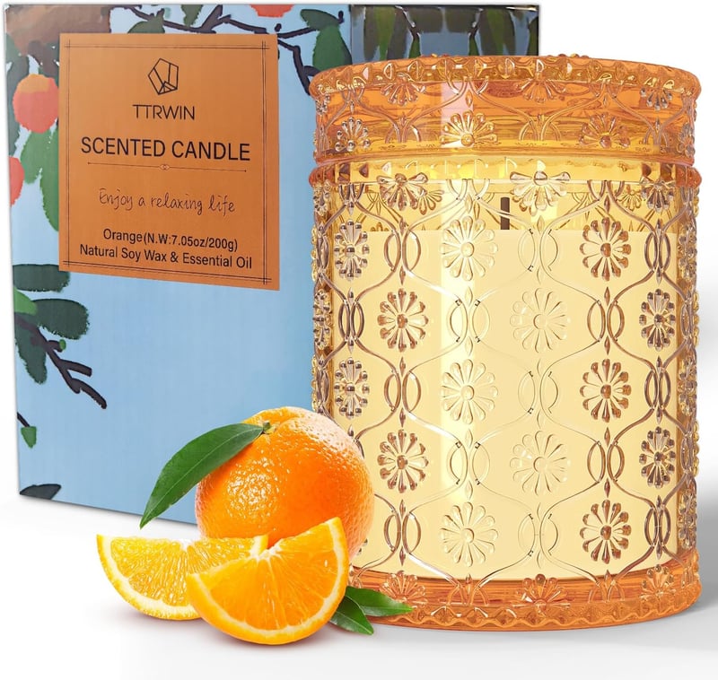 Duftkerze aus 100 % Sojawachs mit Orangenduft, 50 Stunden Brenndauer, für Frauen