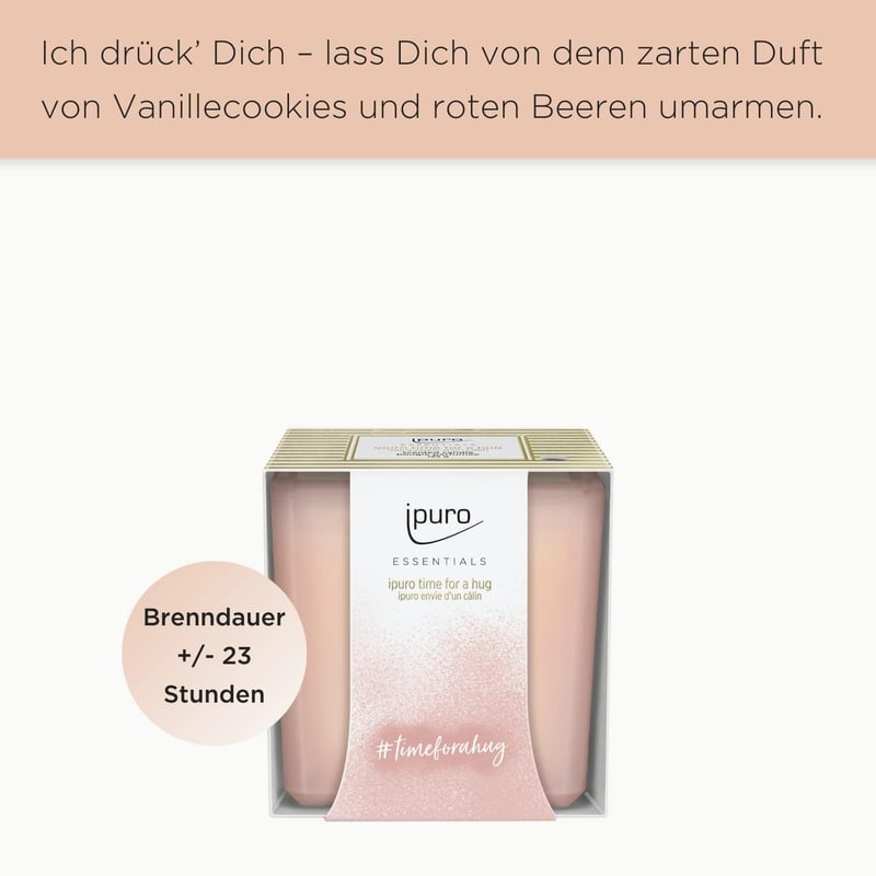 ipuro Duftkerze „Time for a Hug“ mit Vanillecookie-Noten, 125 g