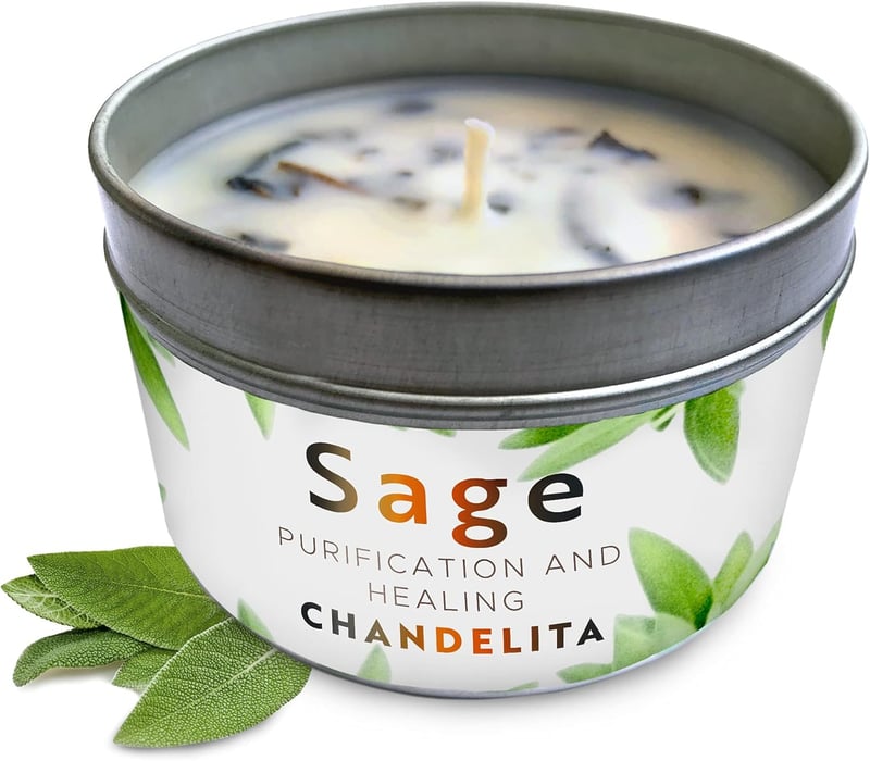 CHANDELITA Salbei-Aroma-Kerze aus Sojawachs zur Entspannung und Heilung